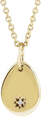 14K Gold Engravable Accented Necklace - Yellow Gold