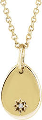 14K Gold Engravable Accented Necklace - Yellow Gold