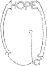 14K Gold Round Natural Diamond Hope Bracelet - White Gold