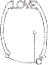 14K Gold Round Natural Diamond Love Bracelet - White Gold