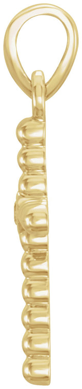 14K Gold Beaded Cross Pendant - Yellow Gold - view 2