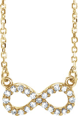 14K Gold Round Natural Diamond Infinity Necklace - Yellow Gold