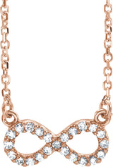 14K Gold Round Natural Diamond Infinity Necklace - Rose Gold