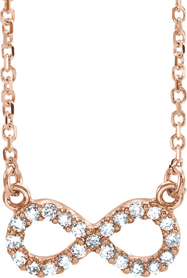 14K Gold Round Natural Diamond Infinity Necklace - Rose Gold