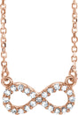 14K Gold Round Natural Diamond Infinity Necklace - Rose Gold