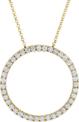 14K Gold Round Natural Diamond Accented Circle Necklace - Yellow Gold