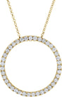 14K Gold Round Natural Diamond Accented Circle Necklace - Yellow Gold