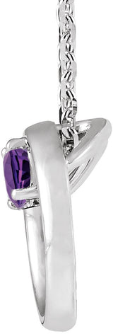 14K Gold Round Natural Amethyst Circle Necklace - White Gold - view 2