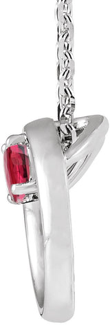 Platinum Round Natural Ruby Circle Necklace - view 2