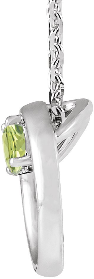 14K Gold Round Natural Peridot Circle Necklace - White Gold - view 2