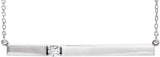 14K Gold Round Natural Diamond Engravable Accented Bar Necklace - White Gold
