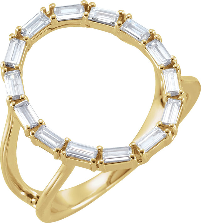 14K Gold Straight Baguette Natural Diamond Negative Space Ring II - Yellow Gold