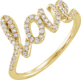 14K Gold Round Natural Diamond Love Ring II - Yellow Gold