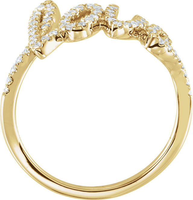 14K Gold Round Natural Diamond Love Ring II - Yellow Gold - view 2
