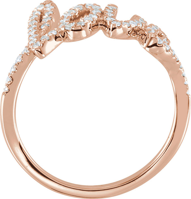 14K Gold Round Natural Diamond Love Ring II - Rose Gold - view 2
