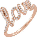 14K Gold Round Natural Diamond Love Ring II - Rose Gold