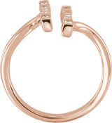 14K Gold Natural Diamond Double Bar Ring - Rose Gold - view 2