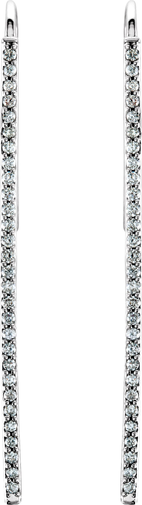 Platinum Round Natural Diamond Bar Earrings - view 2