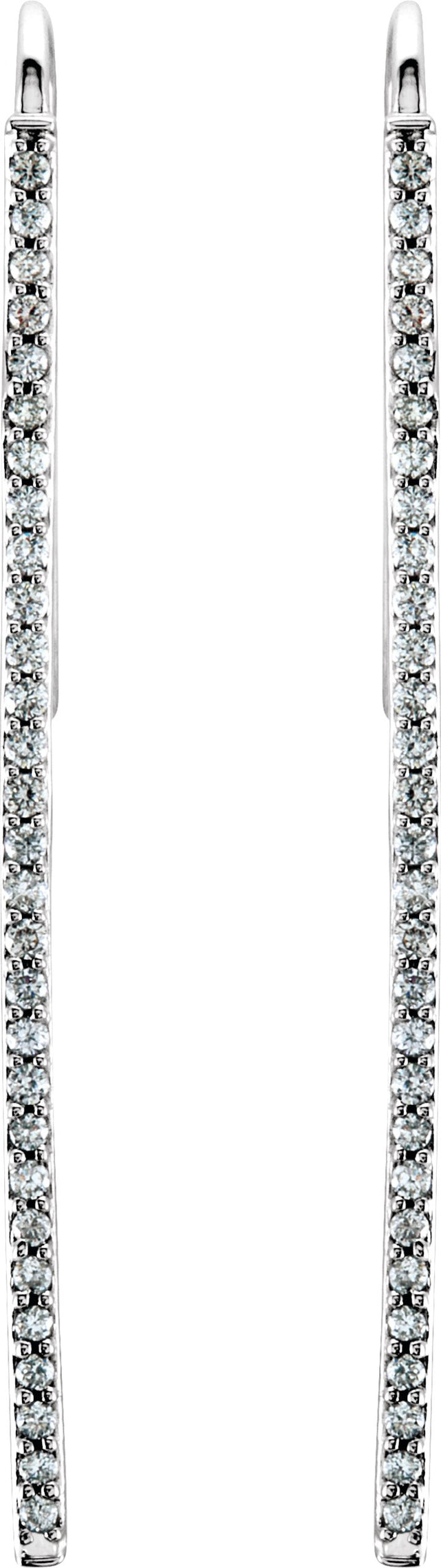 14K Gold Round Natural Diamond Bar Earrings - Rose Gold - view 3