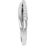 14K Gold Round Natural Diamond Criss-Cross Ring – 1.3mm Stones - White Gold - view 4