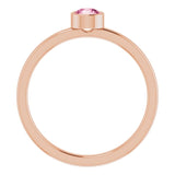 14K Gold Round Natural Pink Tourmaline Bezel-Set Solitaire Ring - Rose Gold - view 2