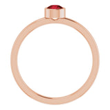 14K Gold Round Natural Mozambique Garnet Bezel-Set Solitaire Ring - Rose Gold - view 2