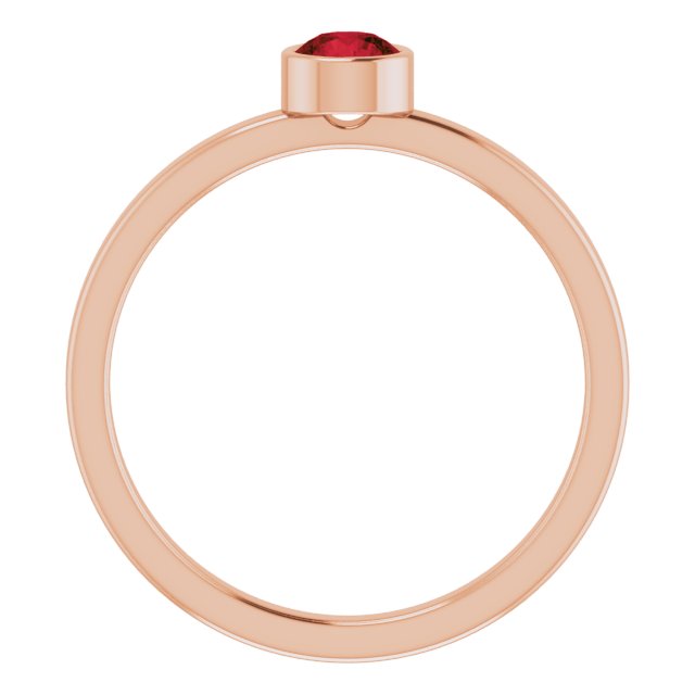14K Gold Round Natural Mozambique Garnet Bezel-Set Solitaire Ring - Rose Gold - view 2