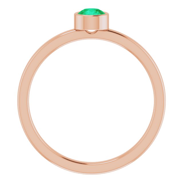 14K Gold Round Lab-Grown Emerald Bezel-Set Solitaire Ring - Rose Gold - view 2