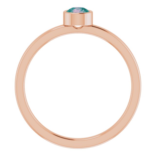 14K Gold Round Lab-Grown Alexandrite Bezel-Set Solitaire Ring - Rose Gold - view 2
