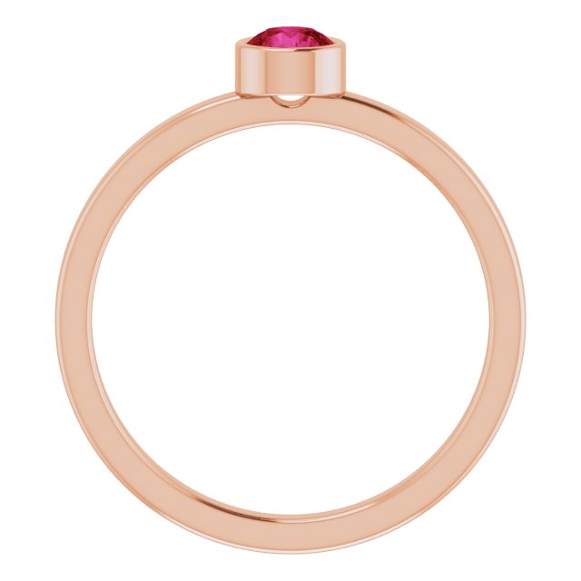 14K Gold Round Natural Ruby Bezel-Set Solitaire Ring - Rose Gold - view 2