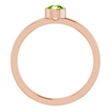 14K Gold Round Natural Peridot Bezel-Set Solitaire Ring - Rose Gold - view 2