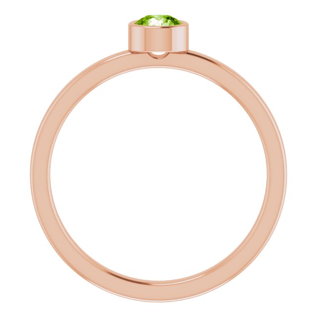 14K Gold Round Natural Peridot Bezel-Set Solitaire Ring - Rose Gold - view 2
