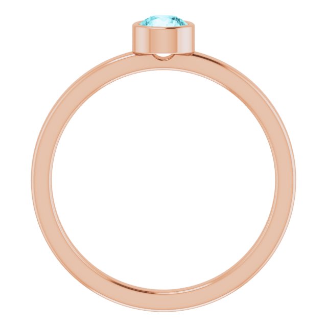 14K Gold Round Natural Blue Zircon Bezel-Set Solitaire Ring - Rose Gold - view 2