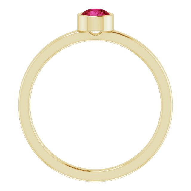 14K Gold Round Natural Ruby Bezel-Set Solitaire Ring - Yellow Gold - view 2