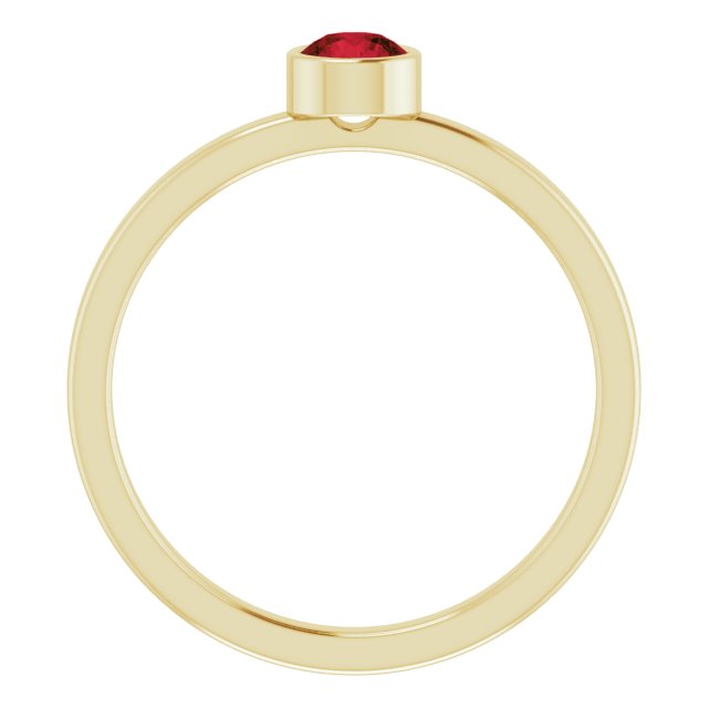 14K Gold Round Natural Mozambique Garnet Bezel-Set Solitaire Ring - Yellow Gold - view 2