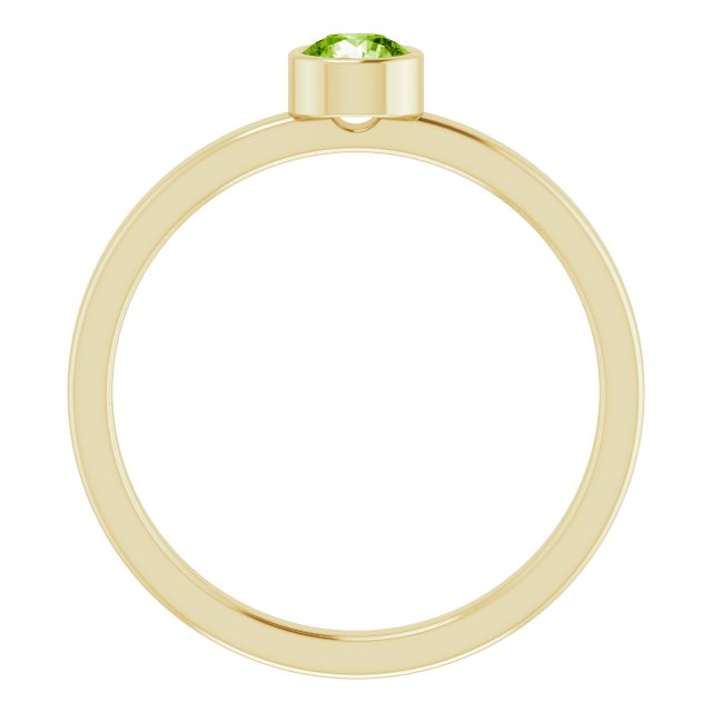 14K Gold Round Natural Peridot Bezel-Set Solitaire Ring - Yellow Gold - view 2