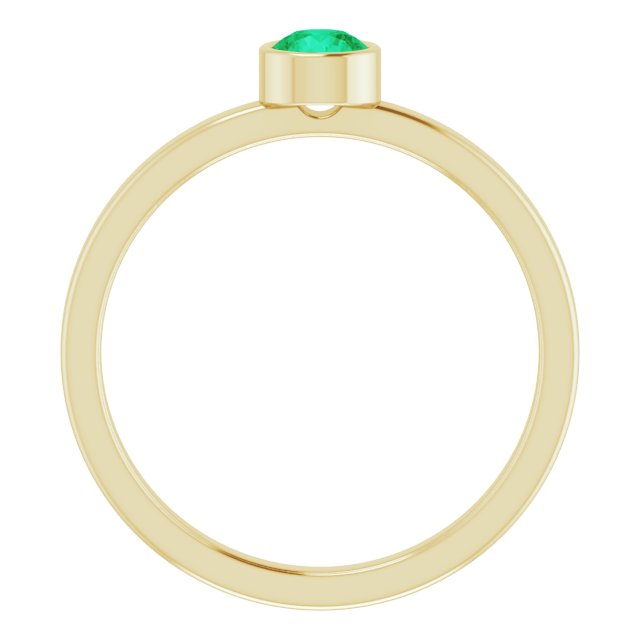 14K Gold Round Lab-Grown Emerald Bezel-Set Solitaire Ring - Yellow Gold - view 2