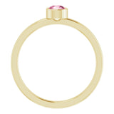 14K Gold Round Natural Pink Tourmaline Bezel-Set Solitaire Ring - Yellow Gold - view 2