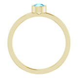 14K Gold Round Natural Aquamarine Bezel-Set Solitaire Ring - Yellow Gold - view 2