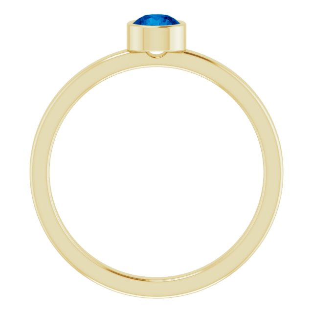 14K Gold Round Natural Blue Sapphire Bezel-Set Solitaire Ring - Yellow Gold - view 2
