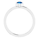 14K Gold Round Lab-Grown Blue Sapphire Bezel-Set Solitaire Ring - White Gold - view 2