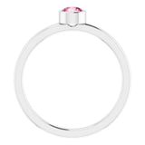 14K Gold Round Natural Pink Tourmaline Bezel-Set Solitaire Ring - White Gold - view 2