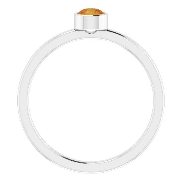 14K Gold Round Natural Citrine Bezel-Set Solitaire Ring - White Gold - view 2