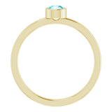 14K Gold Round Natural Blue Zircon Bezel-Set Solitaire Ring - Yellow Gold - view 2