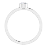 14K Gold Round Natural White Sapphire Bezel-Set Solitaire Ring - White Gold - view 2