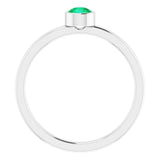 14K Gold Round Natural Emerald Bezel-Set Solitaire Ring - White Gold - view 2