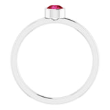 14K Gold Round Natural Ruby Bezel-Set Solitaire Ring - White Gold - view 2