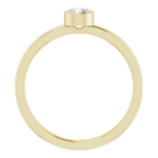 14K Gold Round Natural White Sapphire Bezel-Set Solitaire Ring - Yellow Gold - view 2
