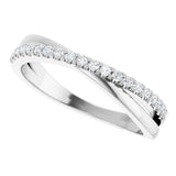 14K Gold Round Natural Diamond Criss-Cross Ring – 1.3mm Stones - White Gold - view 5