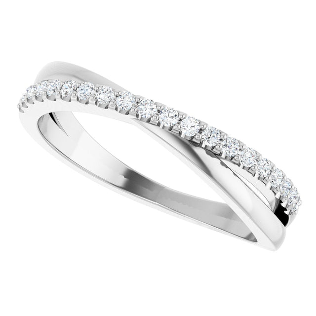 Platinum Round Natural Diamond Criss-Cross Ring – 1.3mm Stones - view 5